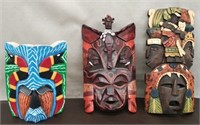Box 3 Wooden Tribal Masks Decor