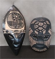 Box 2 Wooden Tribal Masks Decor