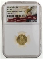 2016 MS69 American Eagle $5 Gold Piece