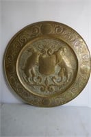 Large Brass English Alms Tray 30"D