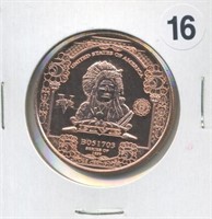 Indian Chief $5 Note One Ounce .999 Copper Round