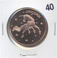 Unicorn Design One Ounce .999 Copper Round