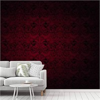 Gothic Peel & Stick Wallpaper Dark Red Black 68x98