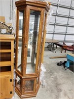 Corner Curio Cabinet with Glass Shelves and Light
