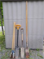post hole digger, shovels