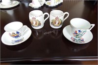 4 British Commemorative Mugs & Cups & Saucers