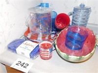 Patriotic - 8 glass plates - acrylic tray & ice