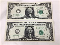 (2) 1936B $1 Federal Reserve Notes, Barr