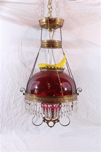Hanging Victorian Oil Lamp Chandelier