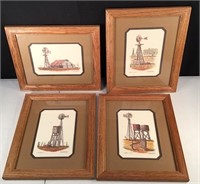 (4) Framed Windmill Prints