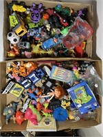 2 large trays of toys action figures cars trucks