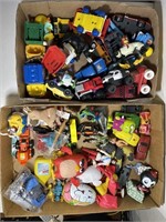 2 large trays of toys action figures cars trucks