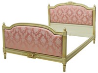 LOUIS XVI STYLE PARCEL GILT UPHOLSTERED BED
