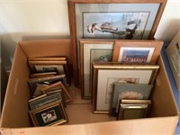 Large lot of art prints and frames