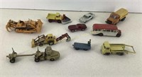 Lot of diecast trucks w/ 2- plastic model cars