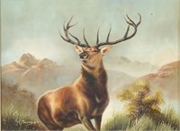 R. Johnson Painting of Deer