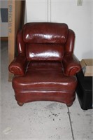 Flexsteel Leather and Brass Tack Chair