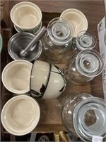 Ramekins, glass jars with lids