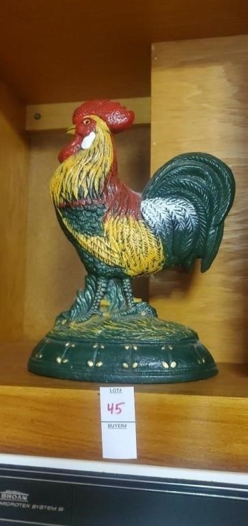 Cast metal rooster doorstop