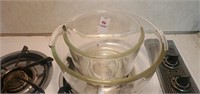 2 sunbeam glass mixer bowls