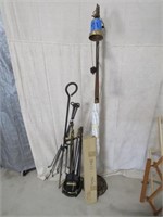 floor lamp, fireplace tools