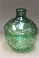 Green Cut Glass Bowl