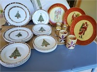 Christmas plates & candles