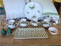 Christmas dishes, S&P, glasses