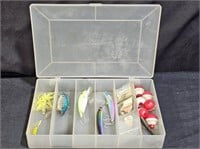 Divided Box with Lures, Bobbers, Hooks, & Worms