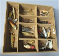 Antique wood fishing lures and others.