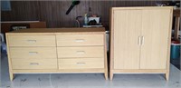 Matching Blonde Dresser & Cabinet