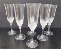 6 Stemmed Floral Champagne Glasses