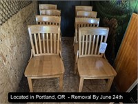 LOT, (8) TEACHER-STYLE WOOD DINING CHAIRS