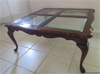 Glass Top Cherry Finish Coffee Table