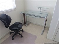 Tempered Glass Office Desk And Chair