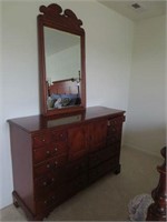 Cherry Finish Dresser & Mirror