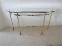 Glass Top Brass Console Table