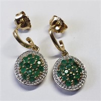 $200 Gold Plated S/Sil Emerald Earrings