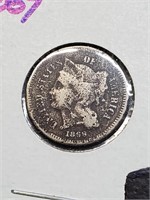 1869 Silver Three Cent Piece