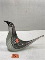 Murano Style Art, Black/White Striped Glass Bird