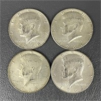 Four 1968 Kennedy Silver (40%) Half Dollars