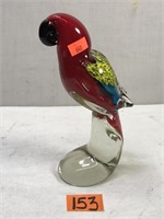 Murano Style Art, Red/Yellow/Blue Glass Parrot