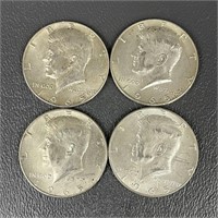 Four 1965 Kennedy Silver (40%) Half Dollars