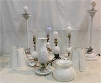 7 Lovely White Lamps- Some Milk Glass! V10A