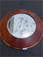 Large Round Leather Mirror