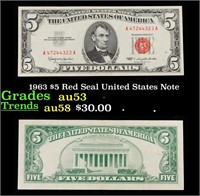 1963 $5 Red Seal United States Note Grades Select