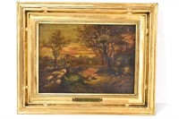 Antique Rose Reynolds Oil on Canvas Landscape