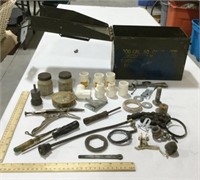 Hardware lot w/ tools & metal ammo box
