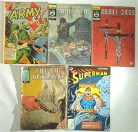 (5) VINTAGE COMICS - FIGHTIN ARMY, SUPERMAN,