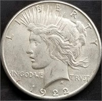 1922-S Peace Silver Dollar BU